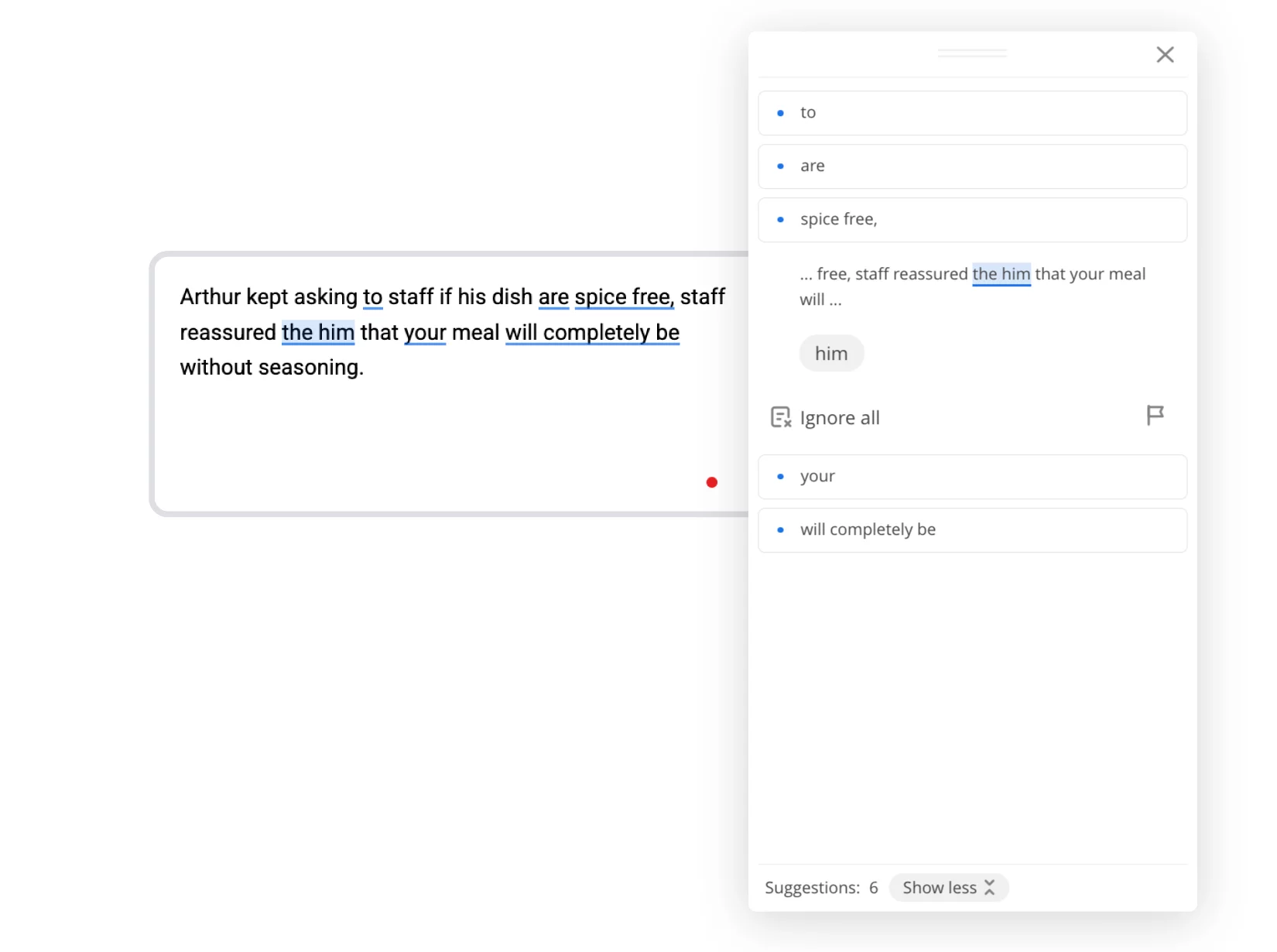 An example of error handling in WProofreader