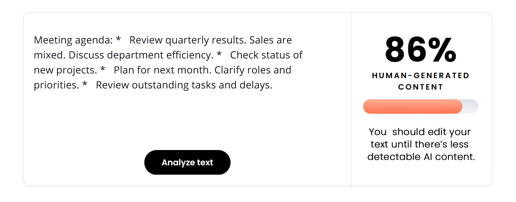 Checking rewritten Writer text with an AI detector