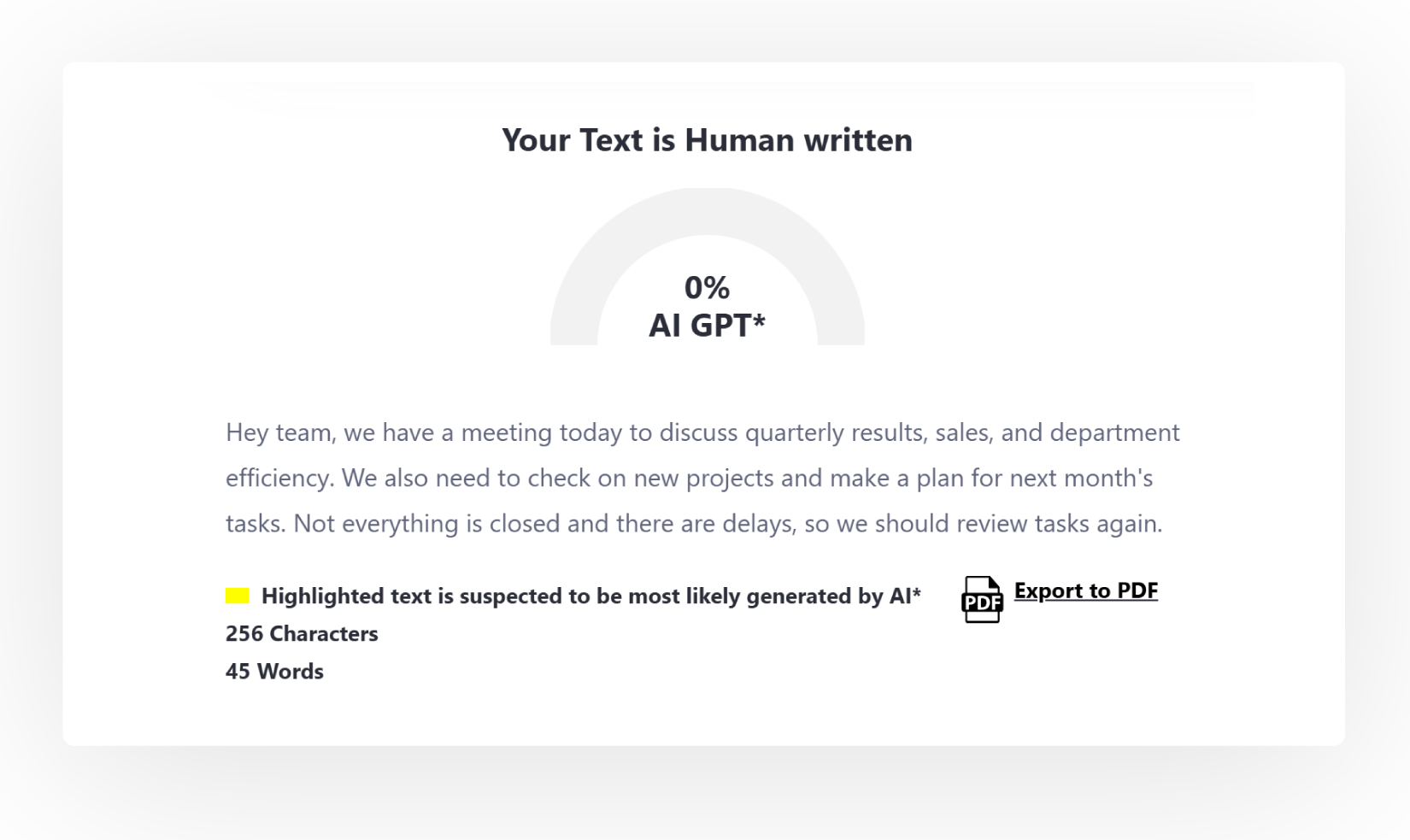AI detection of rewritten WProofreader text