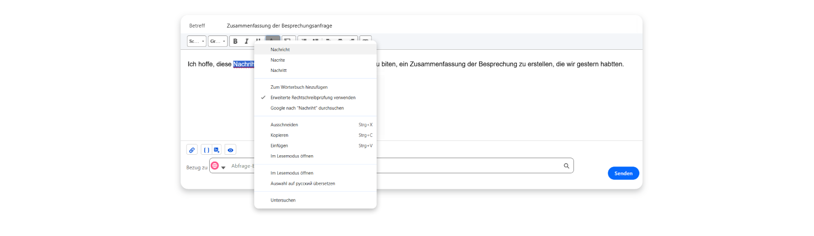 Browser-Textprüfung in der Salesforce-Umgebung gestartet