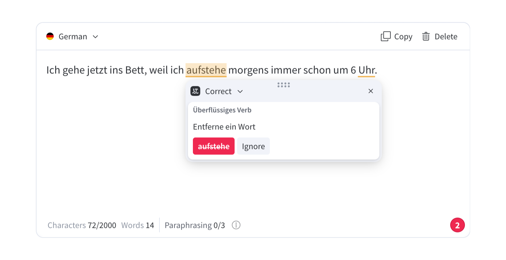 LanguageTool correcting German text