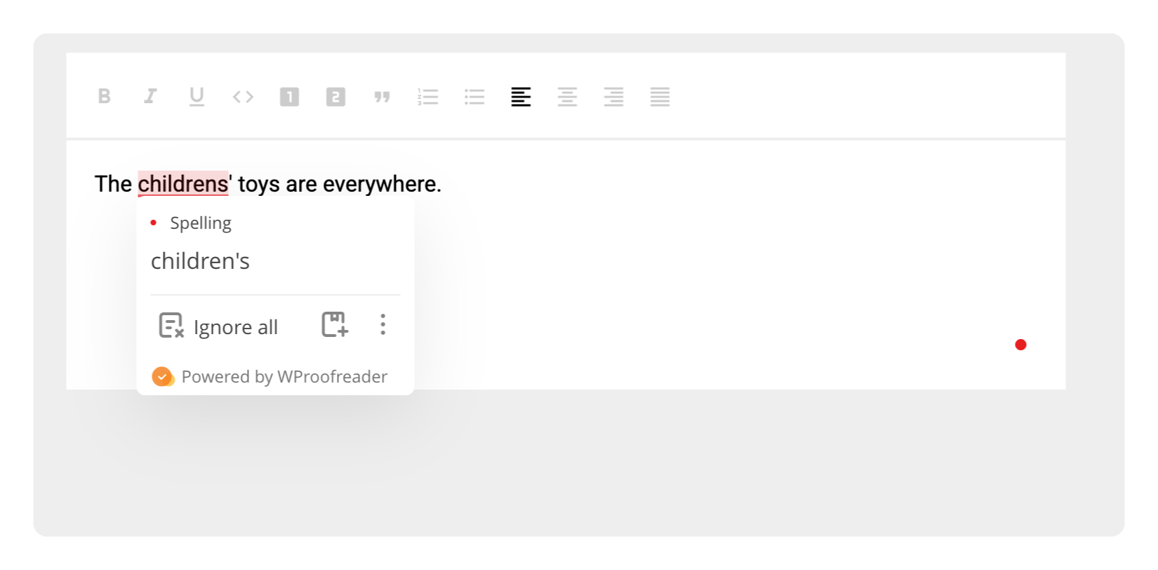 WProofreader correcting English text 