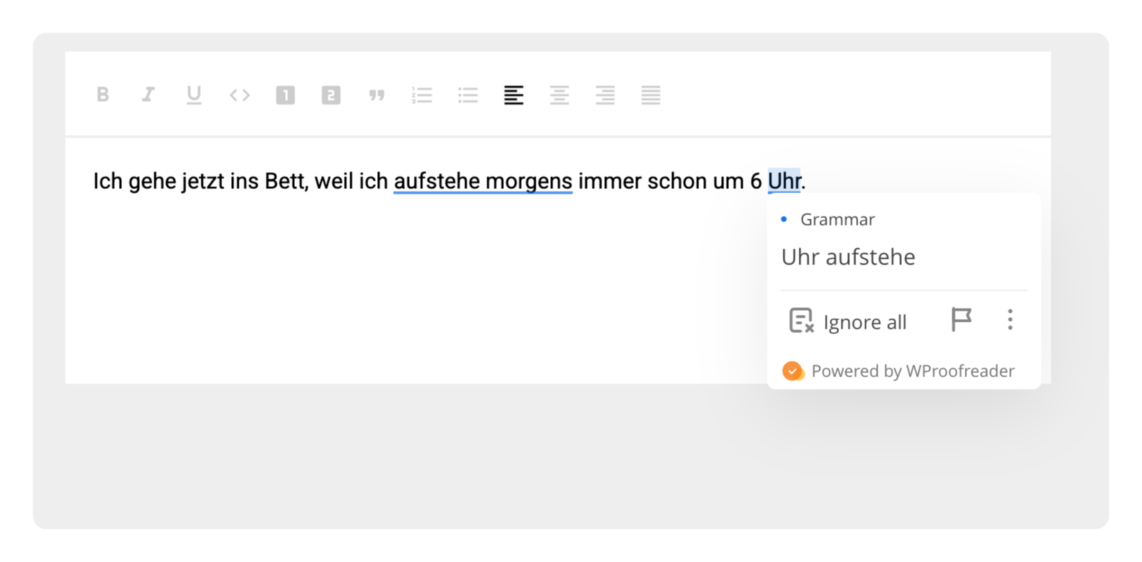 WProofreader correcting German text